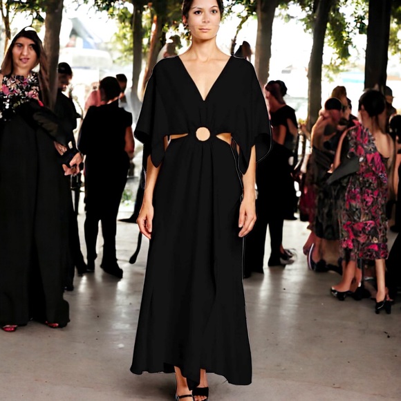 3.1 Phillip Lim Maxi Black Satin Cutout - Picture 6 of 14